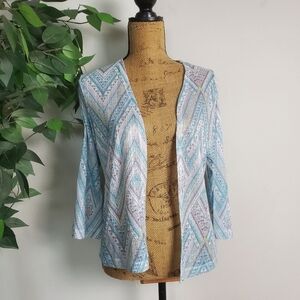 Alfred Dunner Seafoam Cardigan Top Womens Petite Small Lightweight